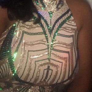 Beautiful sequin dress. Beige, blue, and green!